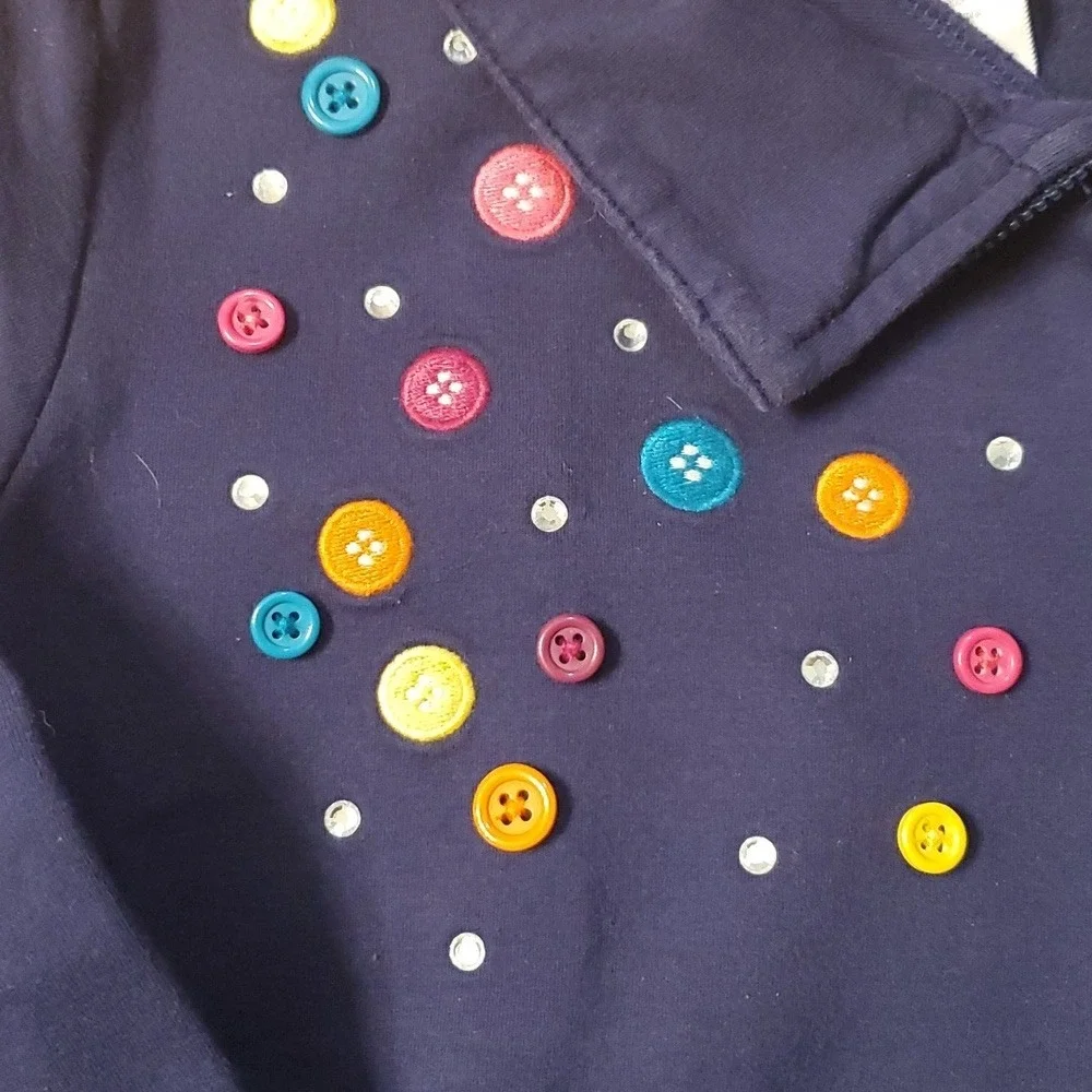 Gymboree Girls‎ Button and Floral Matching Outfit- Navy Sweatshirt and Jeans